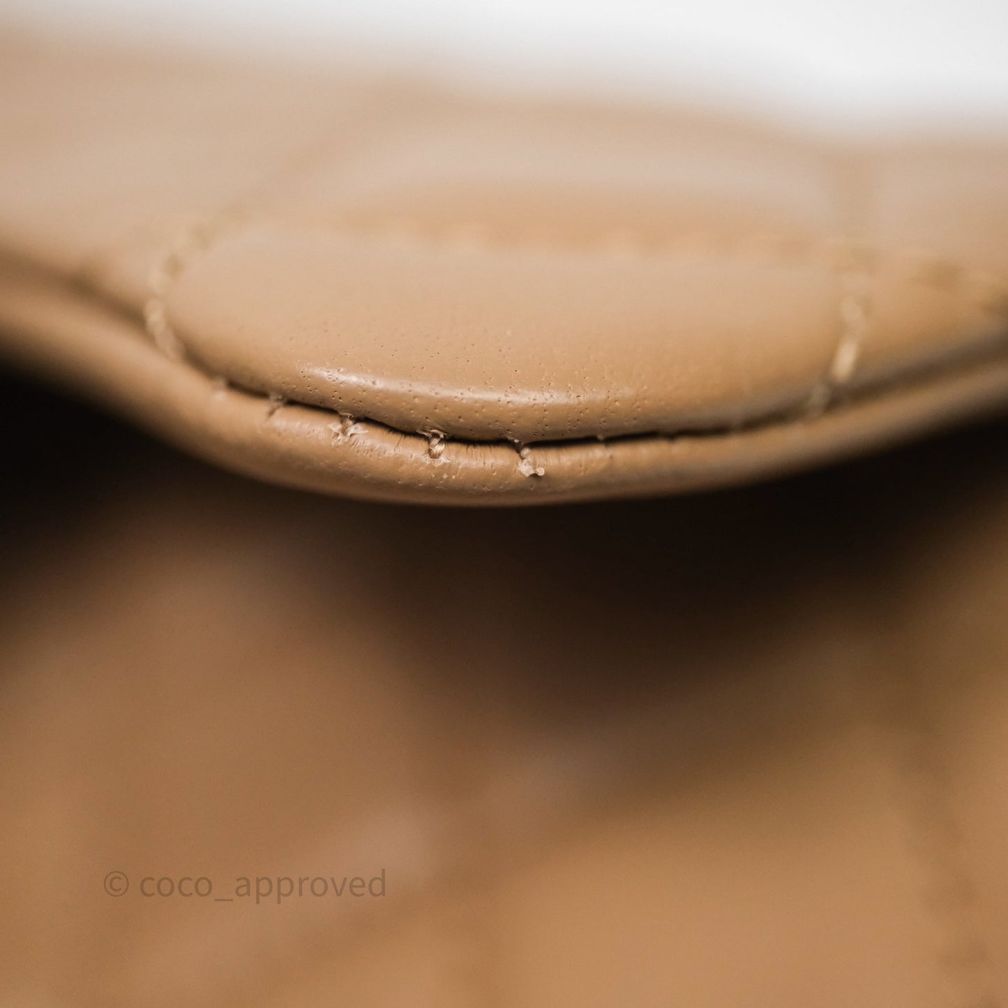 Chanel Pearl Crush Mini Square Quilted Beige Lambskin Aged Gold Hardware