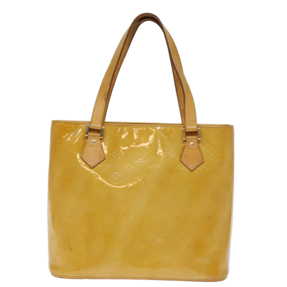 LOUIS VUITTON Monogram Vernis Houston Hand Bag Beige M91004 LV 74615