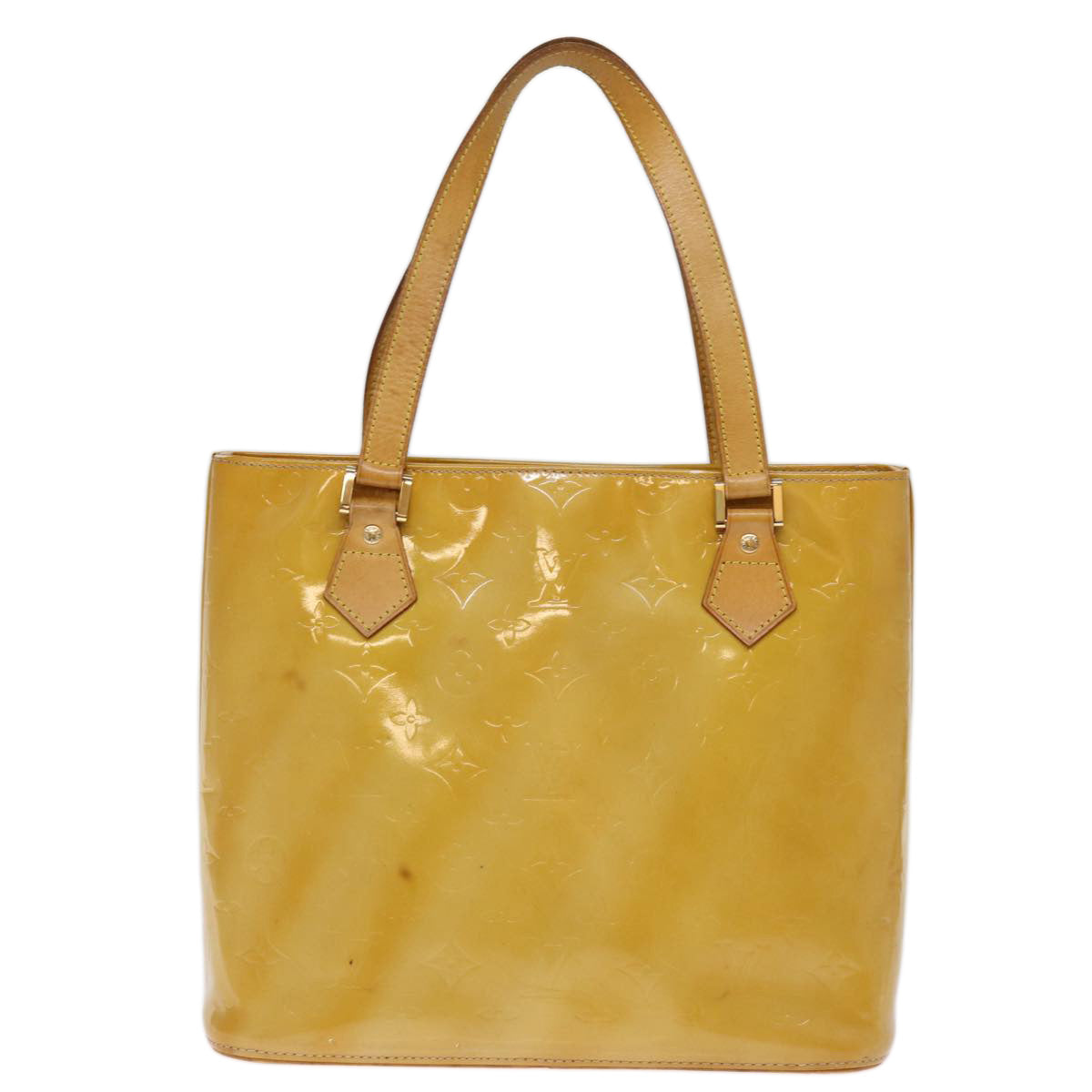 LOUIS VUITTON Monogram Vernis Houston Hand Bag Beige M91004 LV 74615
