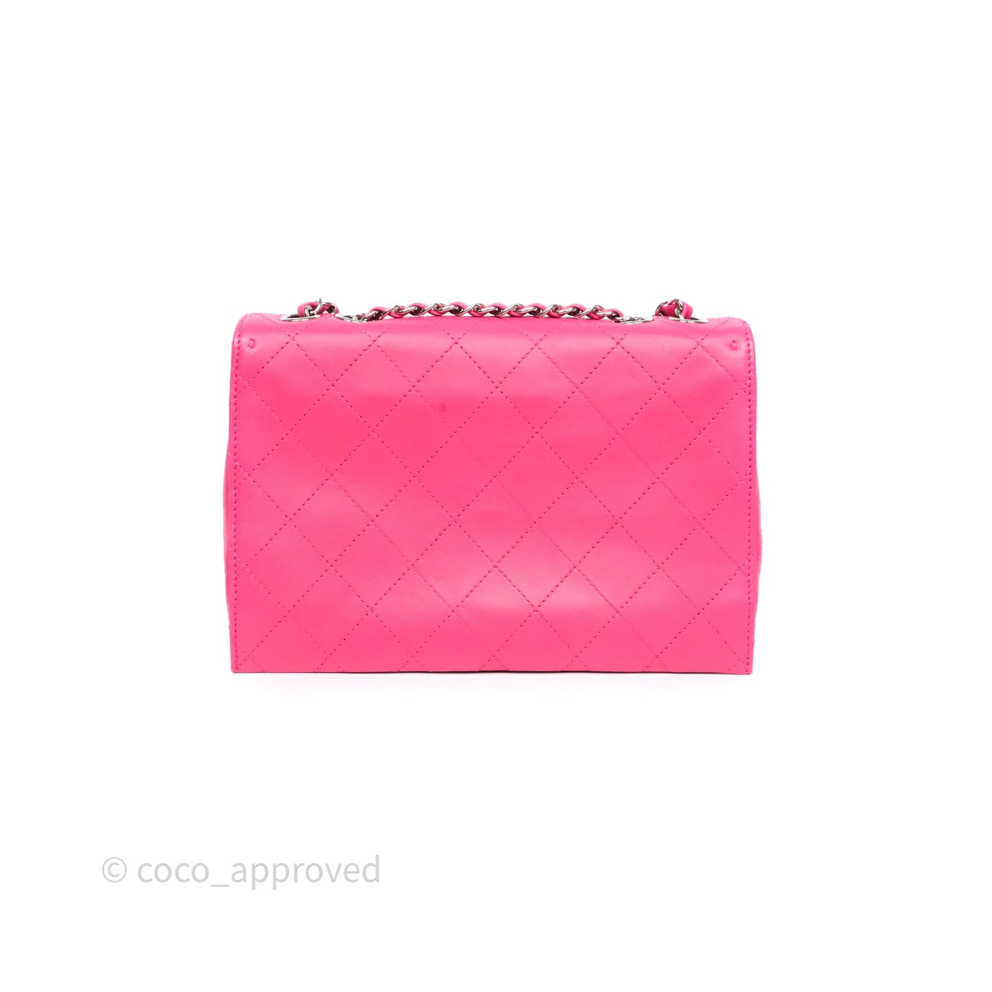 Chanel Stitched Double Flap Bag Pink Calfskin Silver Hardware