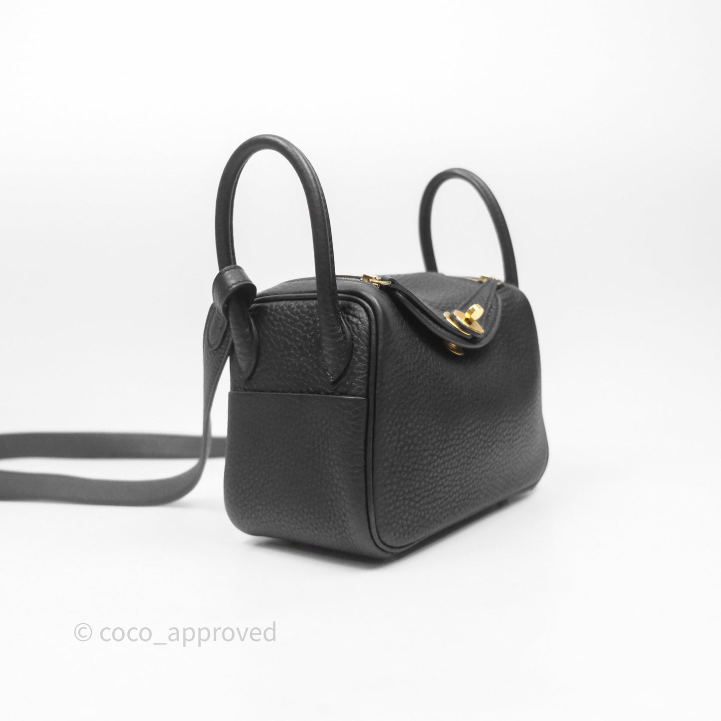 Hermès Mini Lindy 20 Noir 89 Clemence Gold Hardware