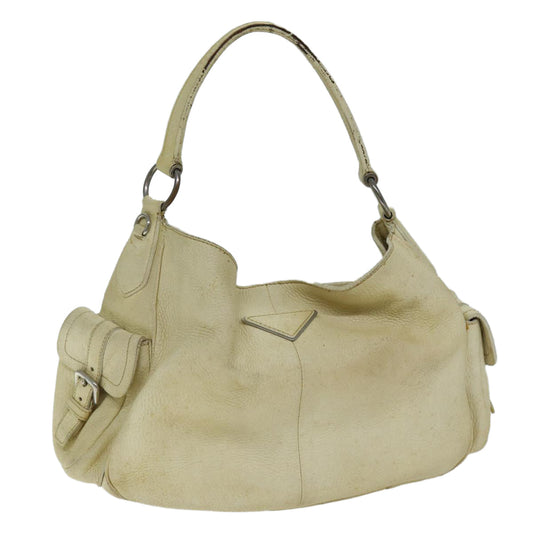 Luxury PradaShoulder Bag Leather Cream 74644
