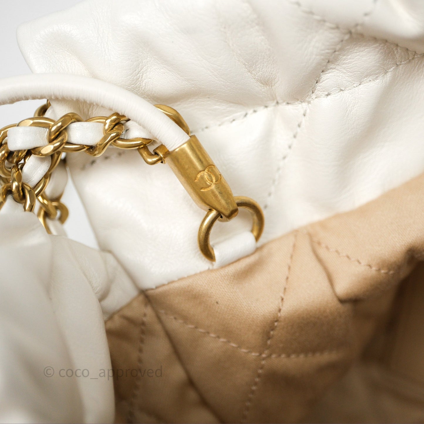 Chanel 22 Mini Bag White Shiny Crumpled Calfskin