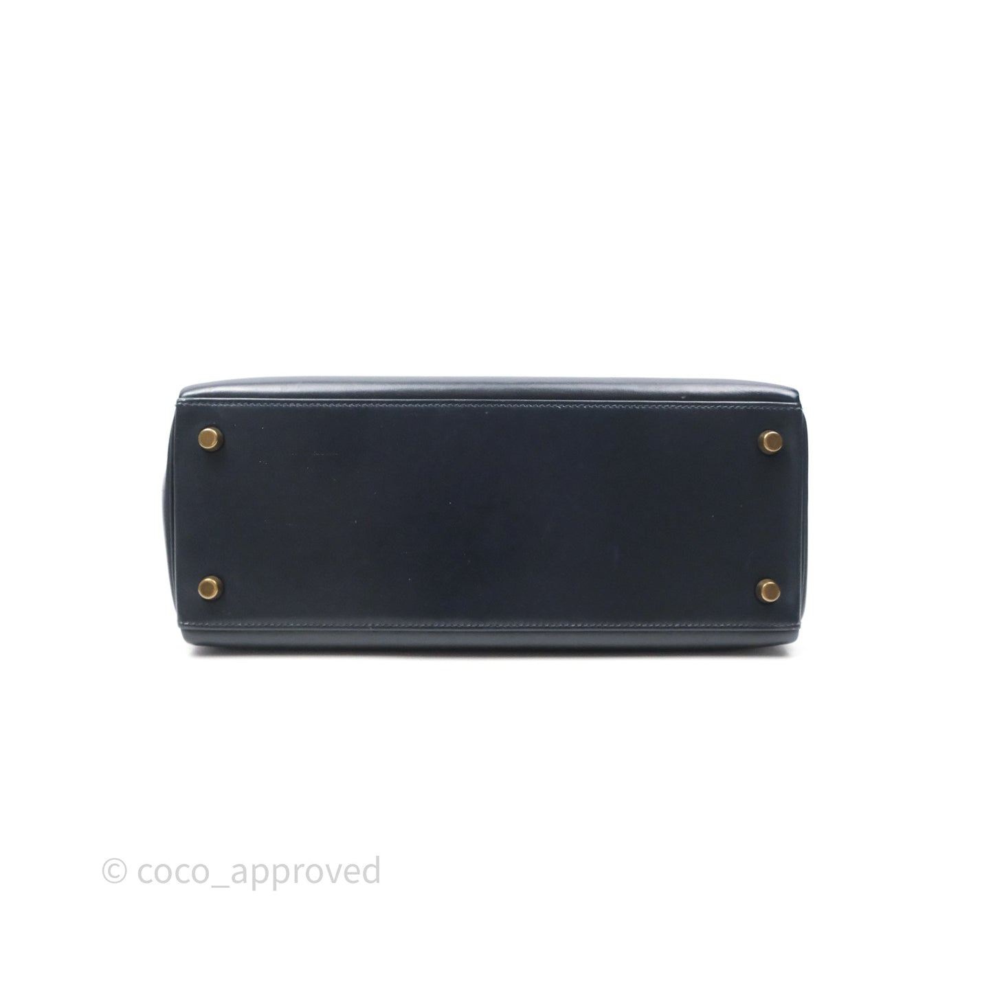 Hermès Vintage Kelly 28 Retourn Navy Box Leather Gold Hardware