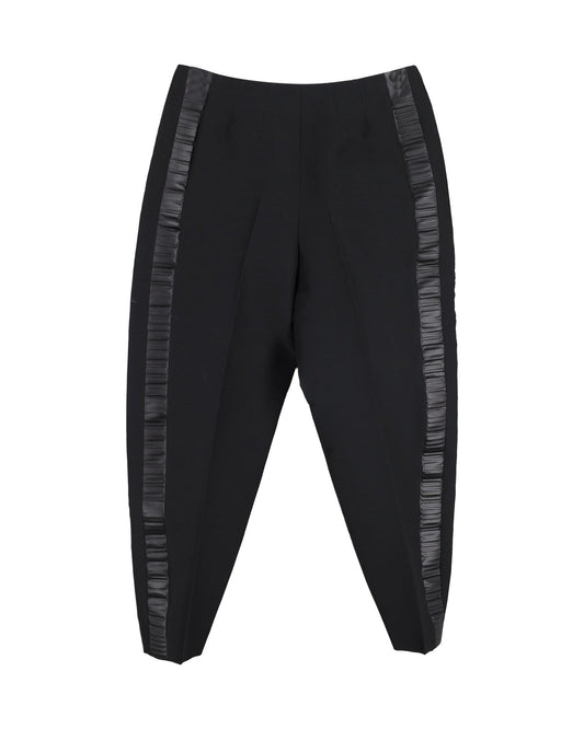 Luxury Bottega Veneta Pleated Trousers in Black Acetate