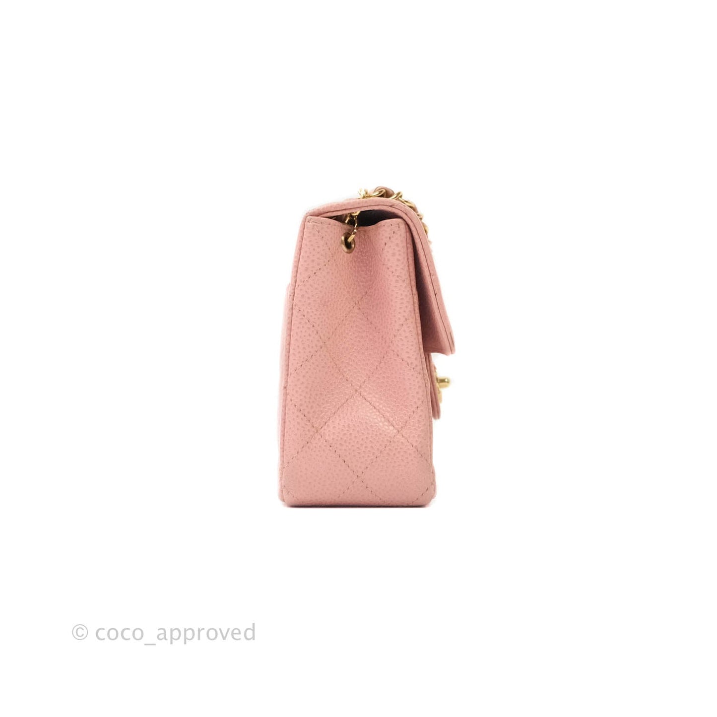 Chanel Quilted Vintage Mini Square Flap Pink Caviar 24K Gold Hardware