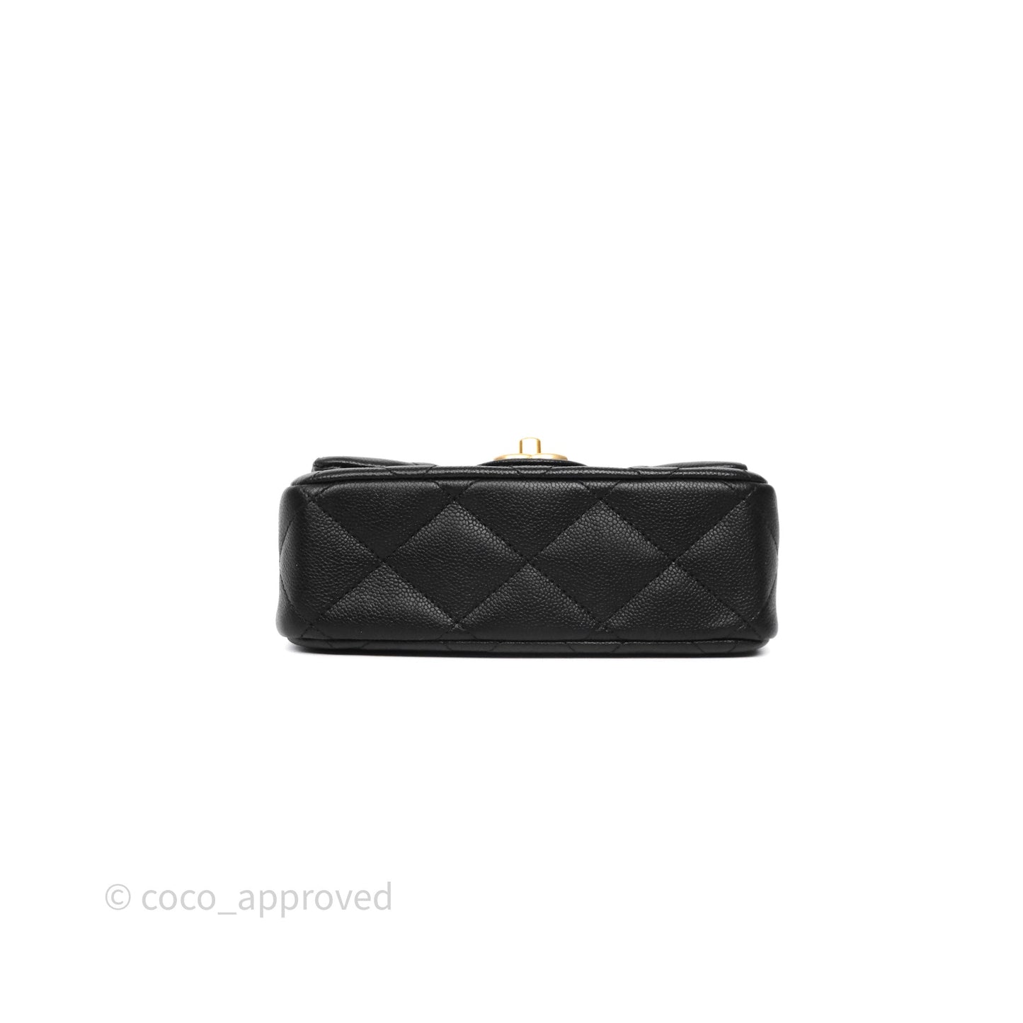 Chanel Mini Flap Bag Heart Adjustable Chain Black Caviar Aged Gold Hardware