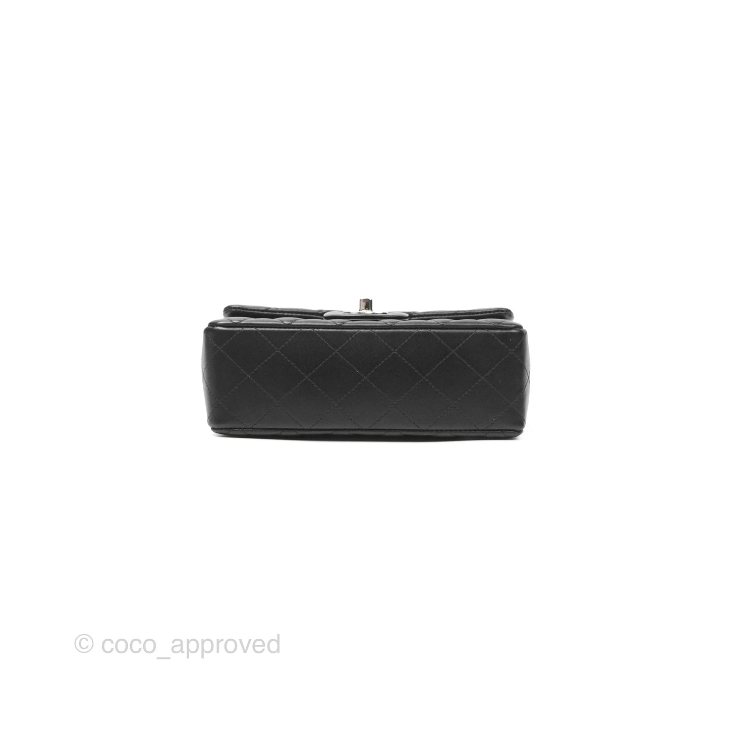 Chanel Quilted Mini Rectangular Black Lambskin Silver Hardware