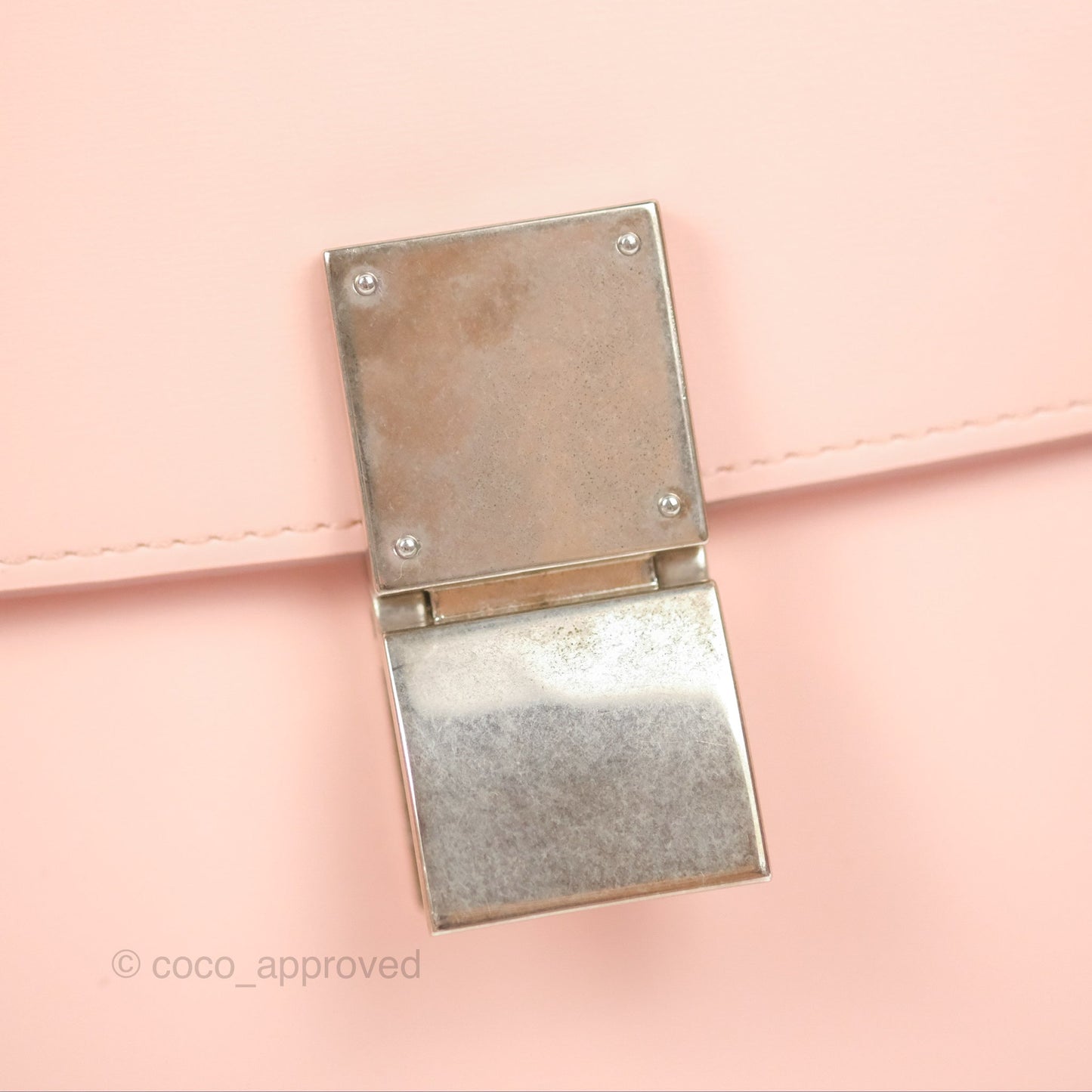 Celine Medium Classic Box Flap Light Pink Box Calfskin Silver Hardware
