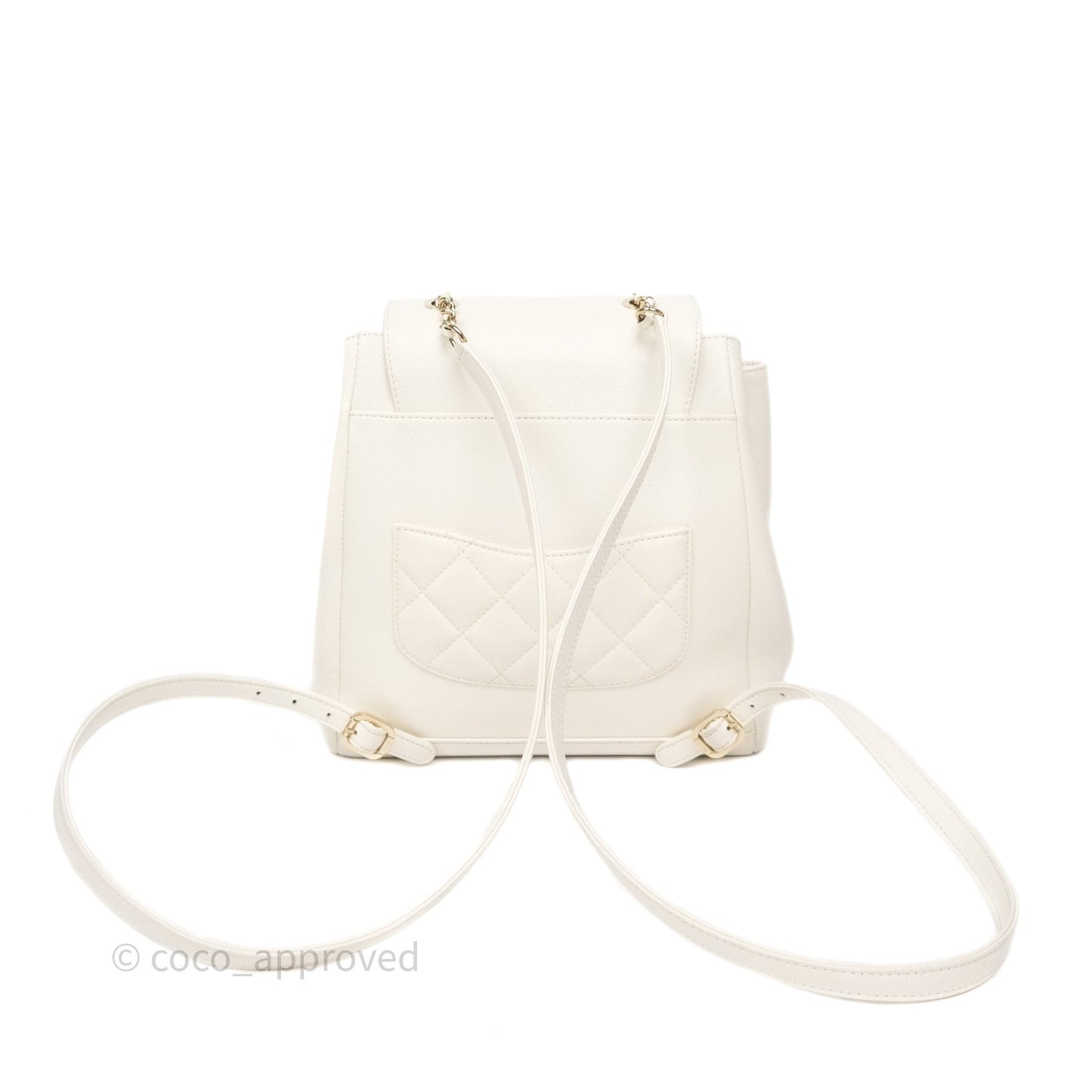 Chanel Quilted Business Affinity Backpack Ivory White Caviar Gold Hardware