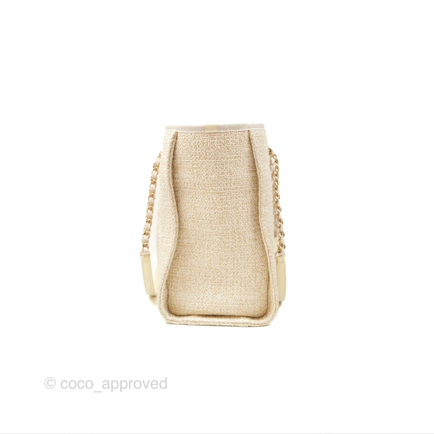 Chanel Medium Deauville Tote Ivory Lurex Boucle Gold Hardware