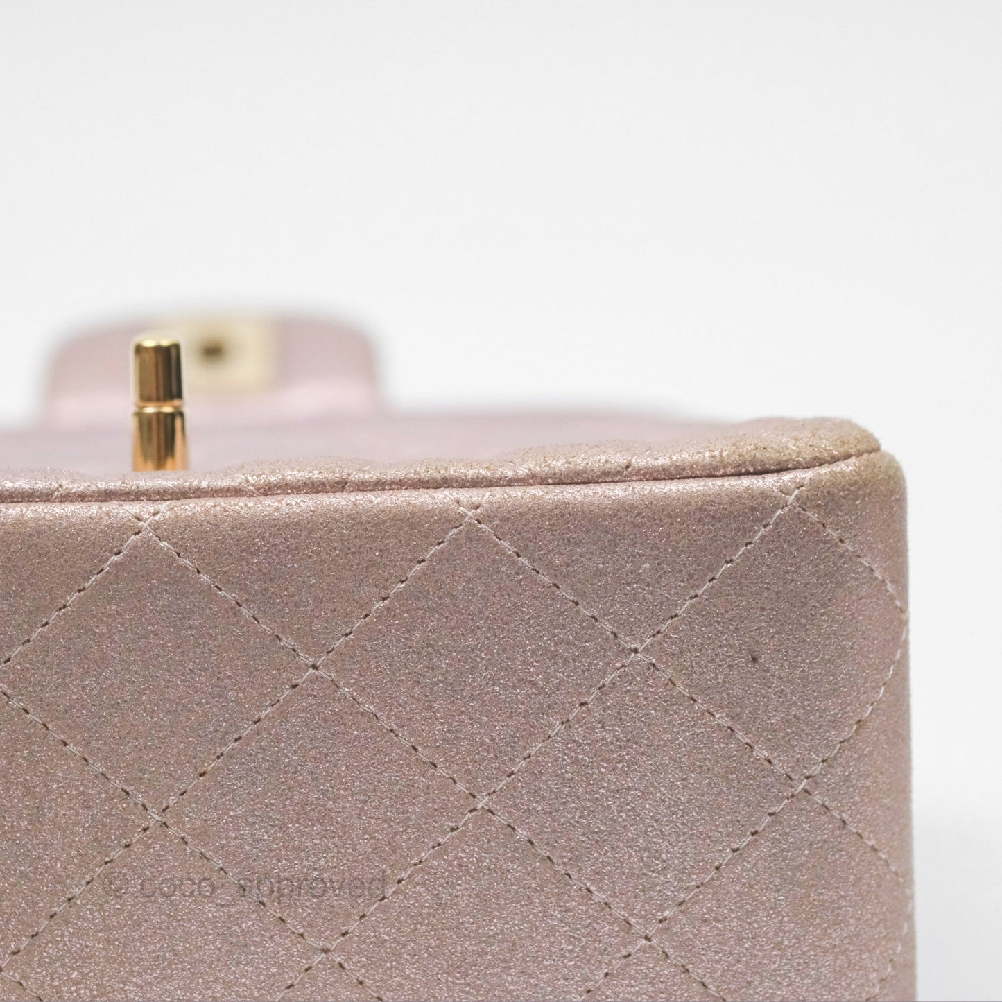 Chanel Mini Square Metallic Rose Gold Goatskin Gold Hardware 14B