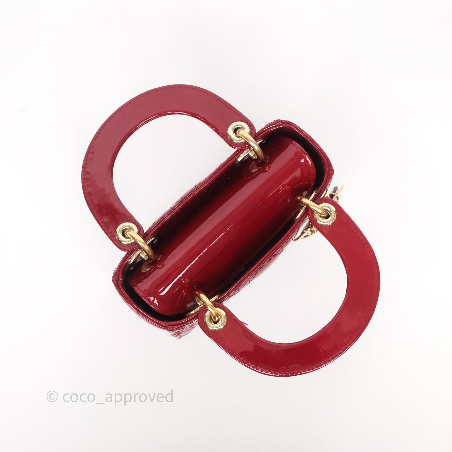 Christian Dior Mini Lady Dior Bag Red Patent Gold Hardware