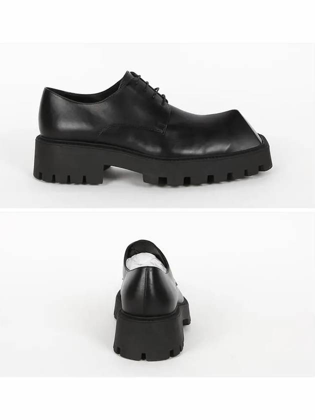 Luxury Balenciaga Men's Rhino Square Toe Leather Derby Black