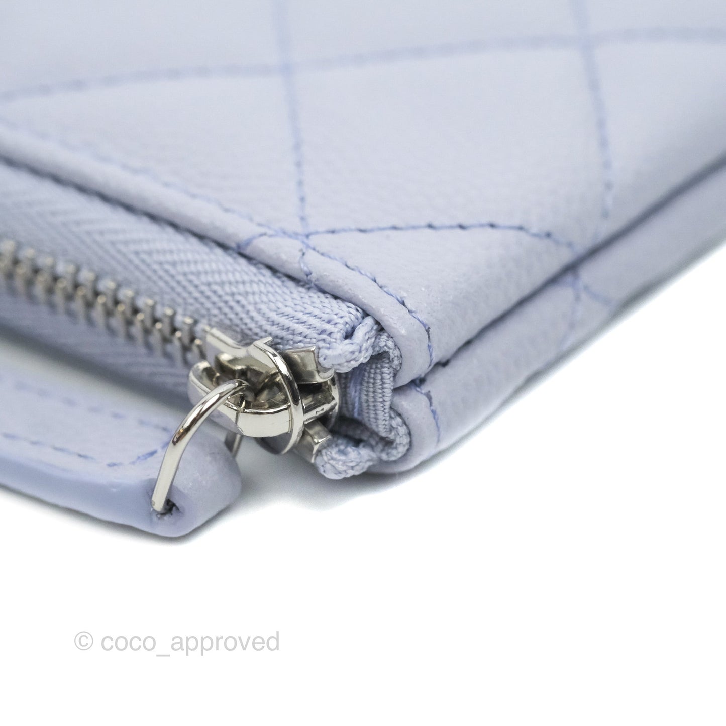 Chanel Classic Mini Quilted O Case Lilac Caviar Silver Hardware