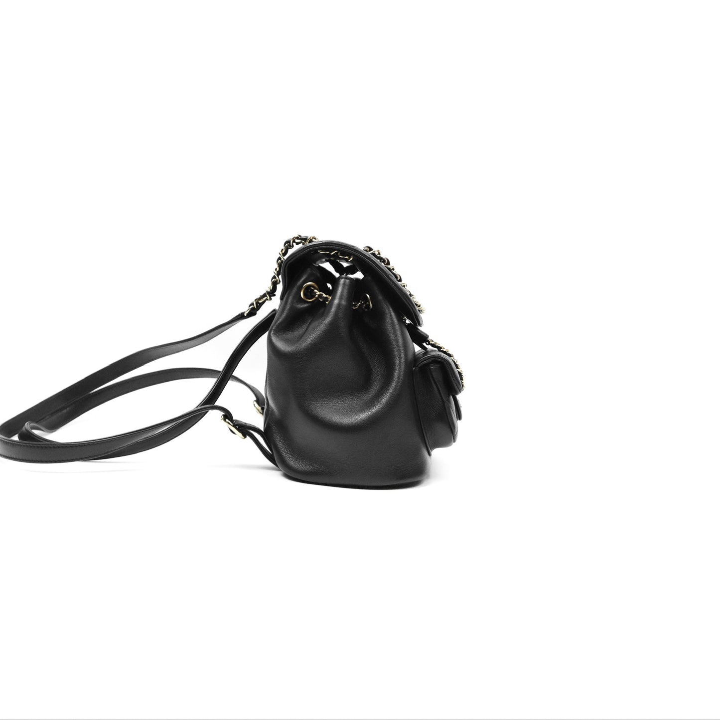 Chanel Quilted Small Duma Drawstring Backpack Black Calfskin