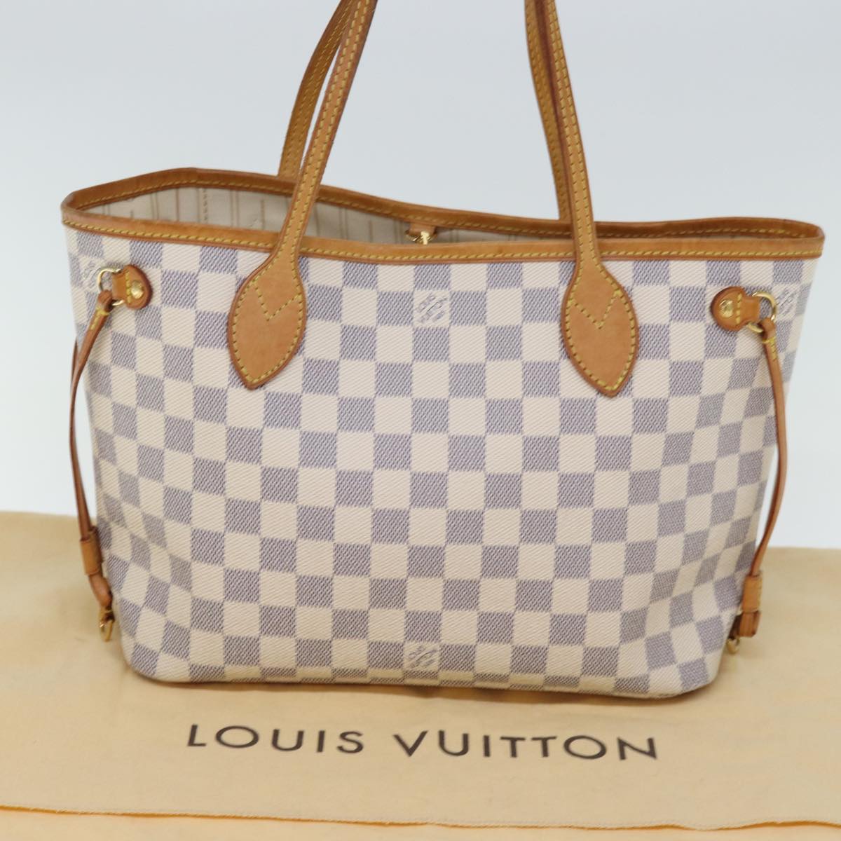 LOUIS VUITTON Damier Azur Neverfull PM Tote Bag N41362 LV 74750