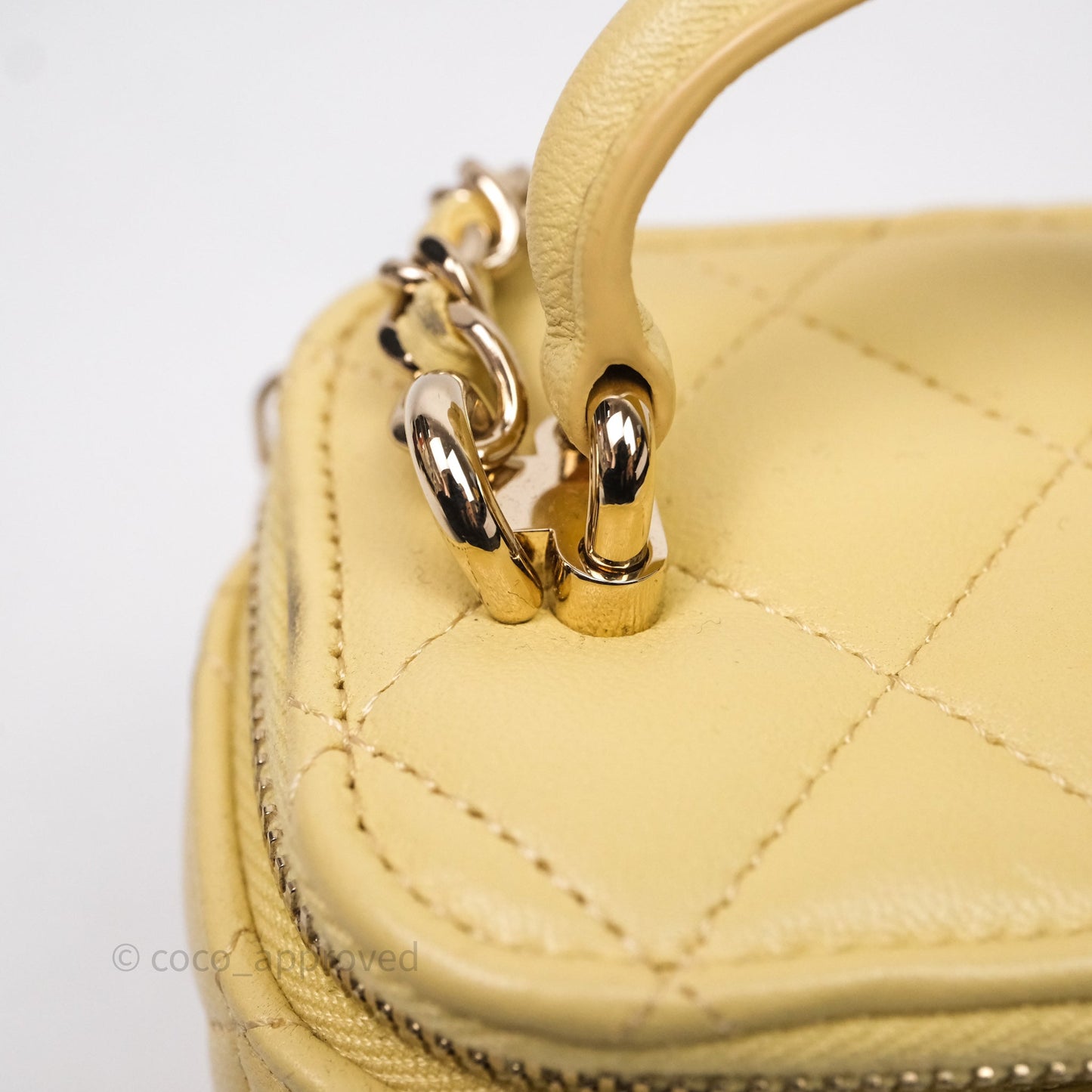 Chanel Mini Top Handle Vanity With Chain Yellow Lambskin Gold Hardware