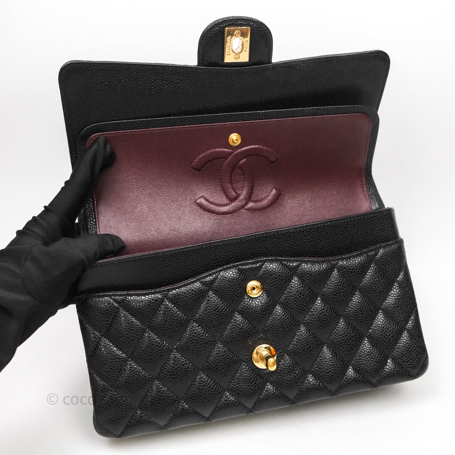 Chanel Classic Medium Flap Quilted Black Caviar Gold Hardware