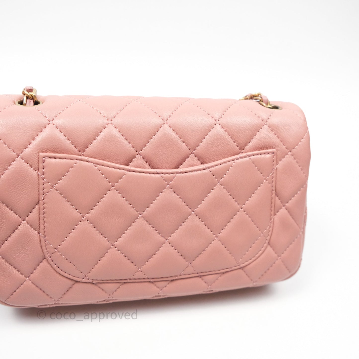 Chanel Mini Rectangular Pearl Crush Dusty Pink Lambskin Aged Gold Hardware