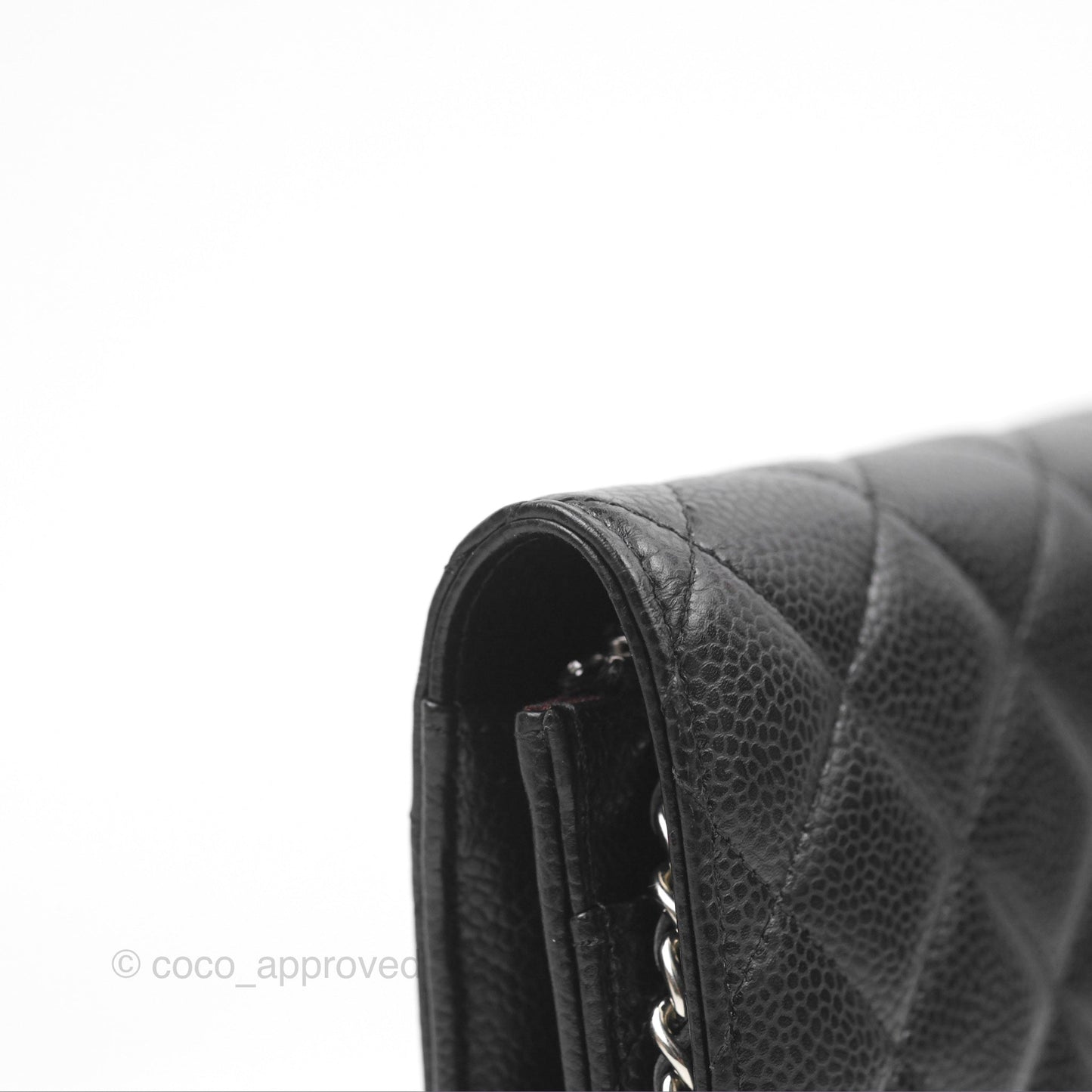Chanel Quilted Classic Wallet On Chain WOC Black Caviar Silver Hardware