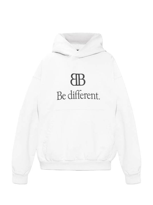 Luxury Balenciaga BB Logo Print Hoodie Cream