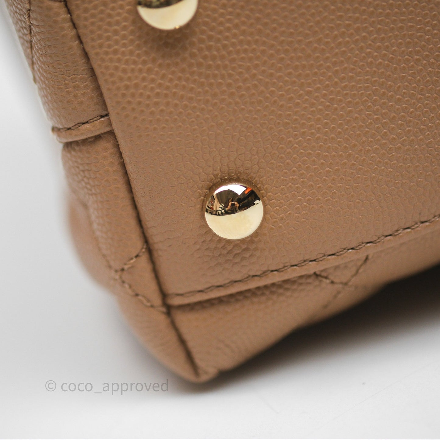 Chanel Small Coco Handle Quilted Dark Beige Caviar Gold Hardware