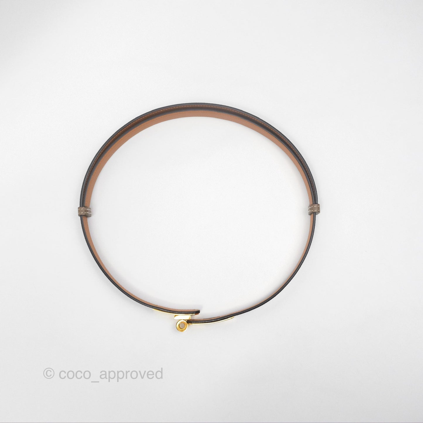 Hermès Epsom Kelly Buckle Belt Etoupe 18 Rose Gold Hardware