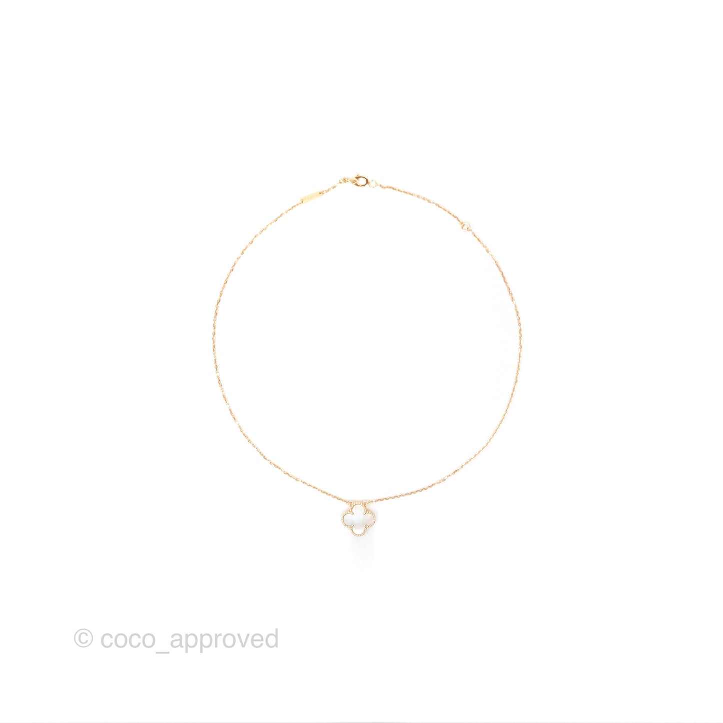 Van Cleef & Arpels Vintage Alhambra Pendant Necklace White Mother-of-pearl Yellow Gold