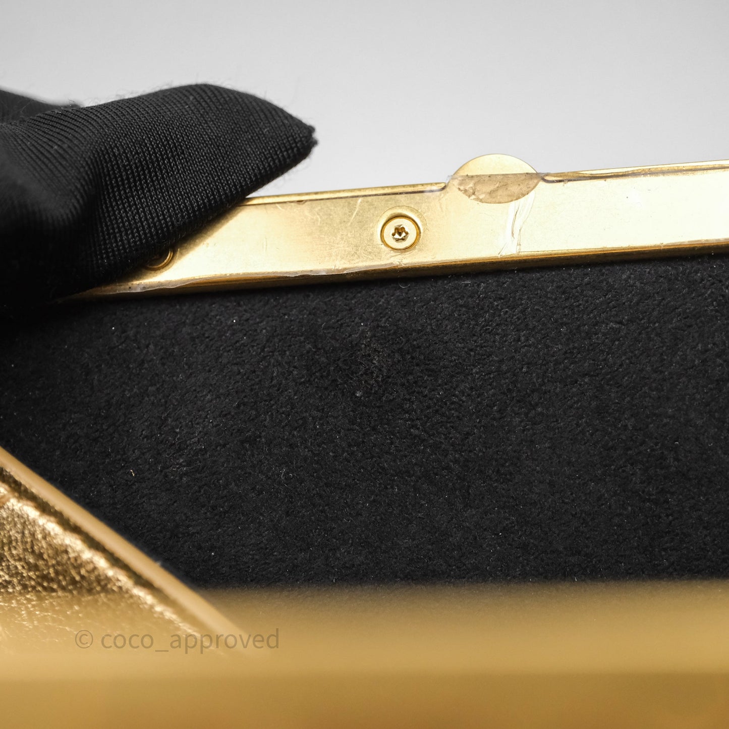Chanel Calfskin Kiss Lock Frame Gold Bag