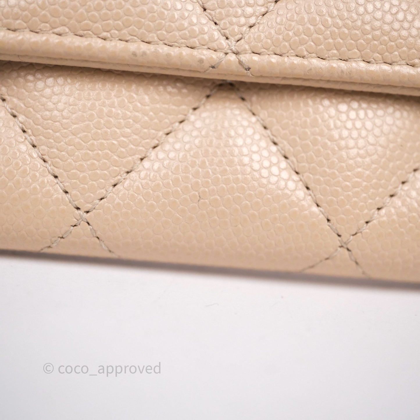 Chanel Pearl CC Flap Card Holder Beige Caviar Gold Hardware