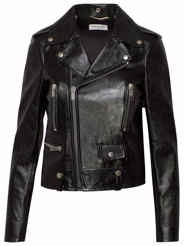 Luxury Saint Laurent Classic Leather Biker Jacket Black