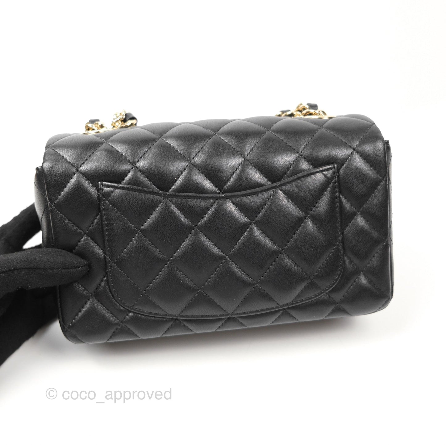 Chanel Quilted Mini Rectangular Flap With Charms Black Lambskin Gold Hardware 21C