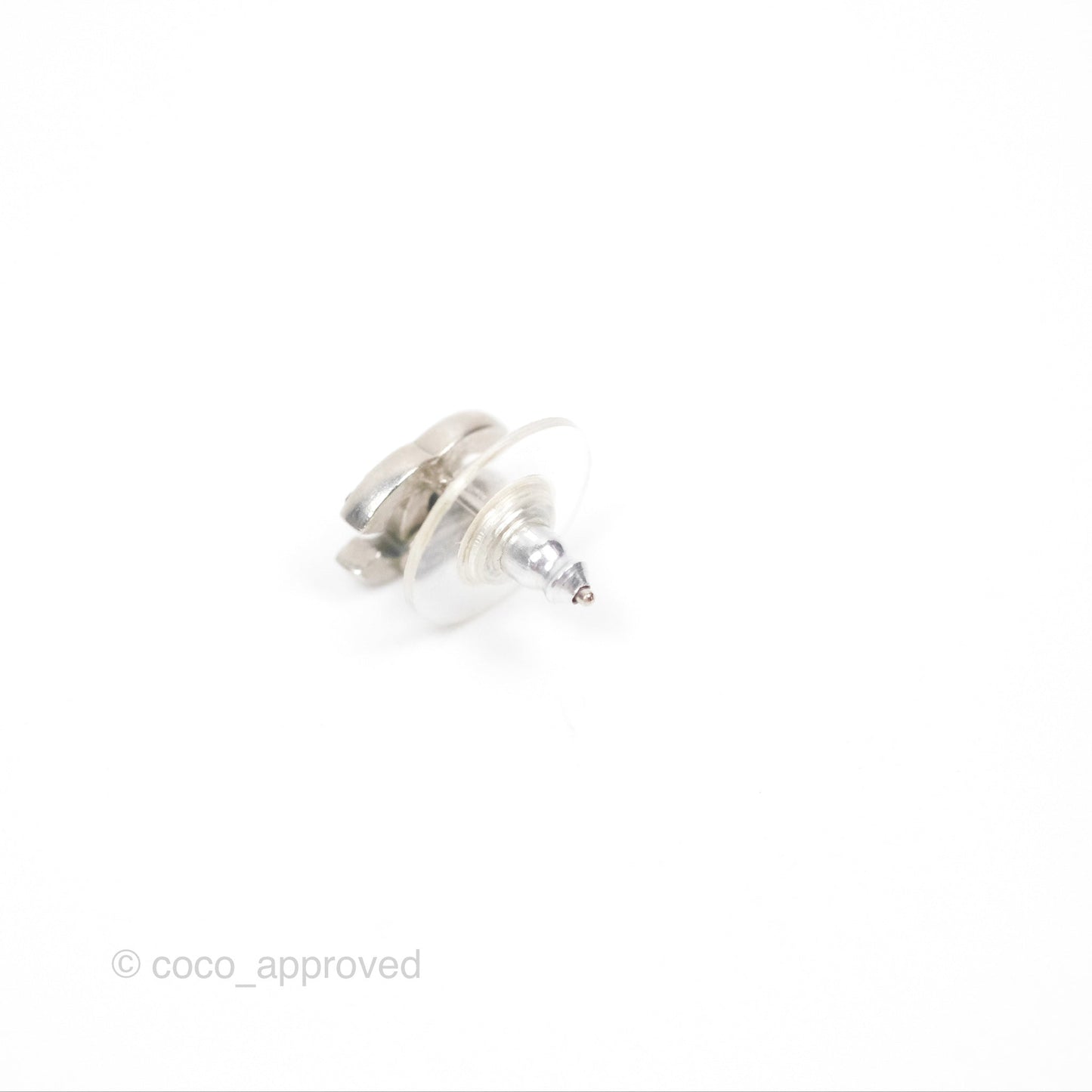 Chanel Crystal CC Earrings Silver Tone 09V