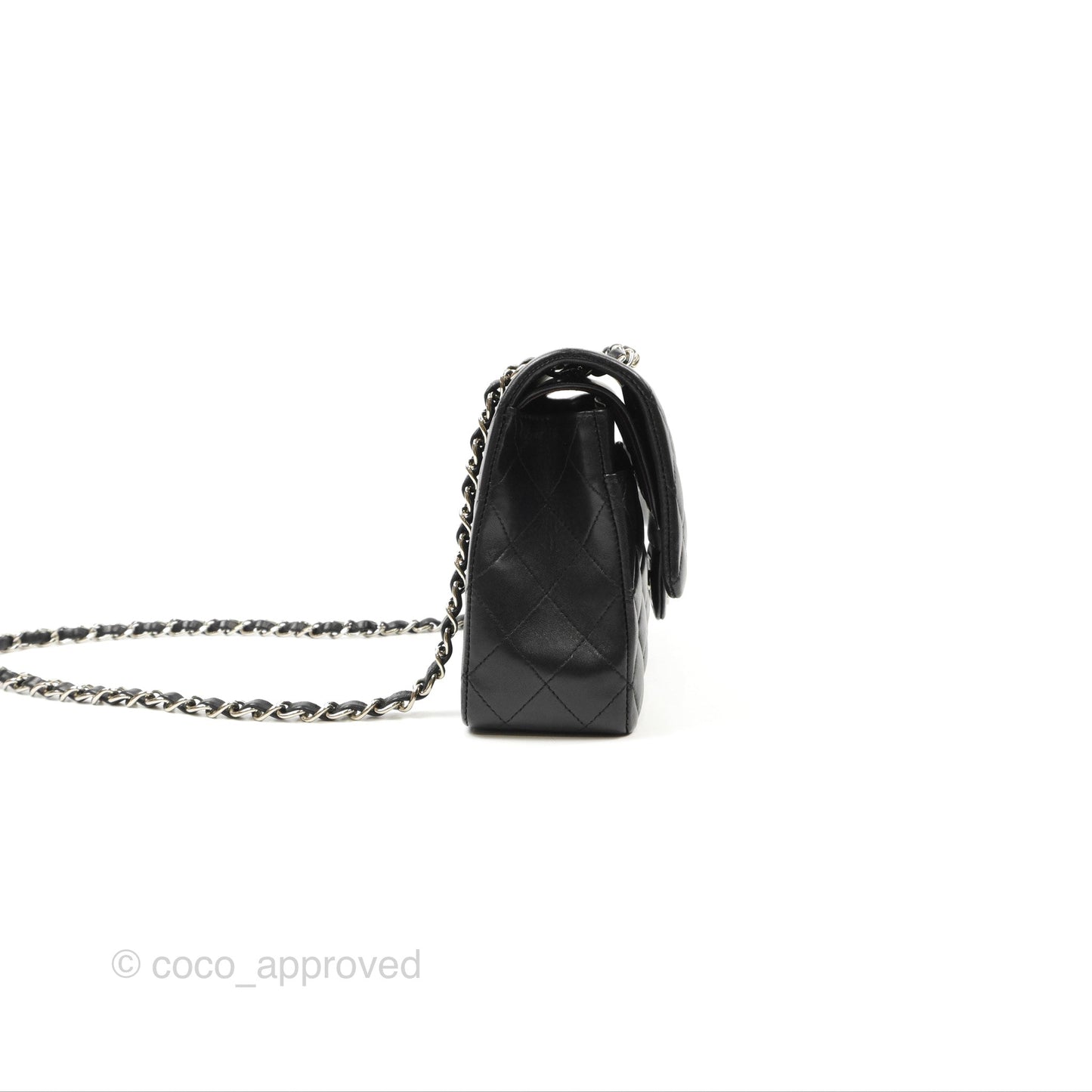 Chanel Classic M/L Medium Flap Quilted Black Lambskin Silver Hardware