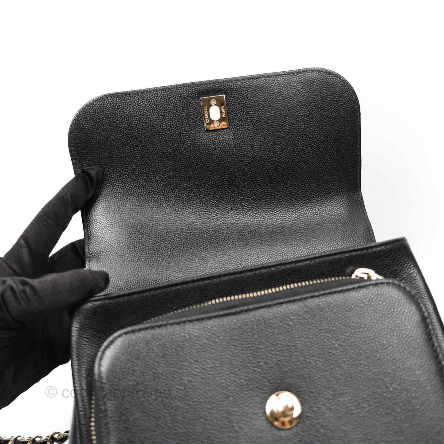 Chanel Quilted Medium Business Affinity Flap Black Caviar Light Gold Hardware