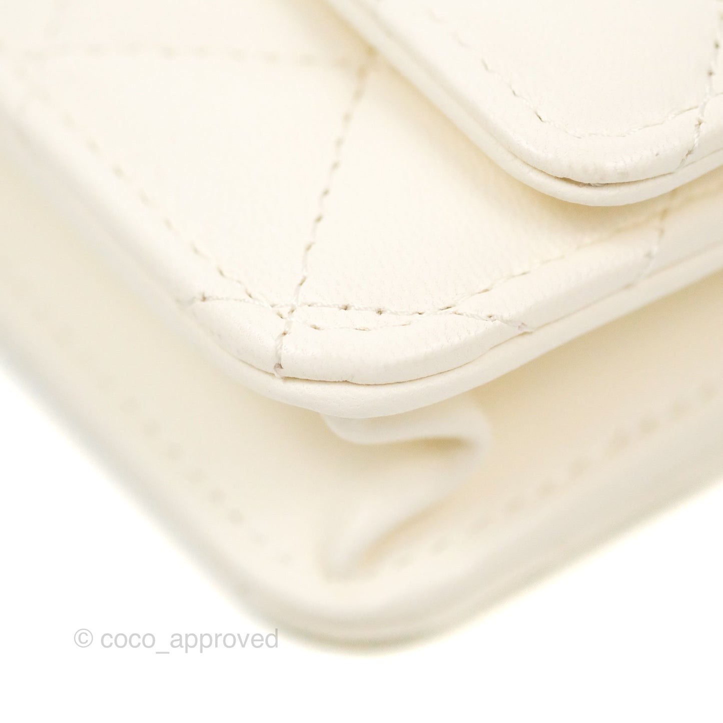 Chanel Quilted Pearl Crush Wallet on Chain WOC White Lambskin Aged Gold Hardware