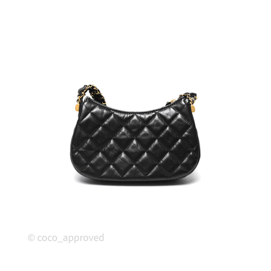 Chanel Hobo Bag Black Aged Calfskin Aged Gold Hardware