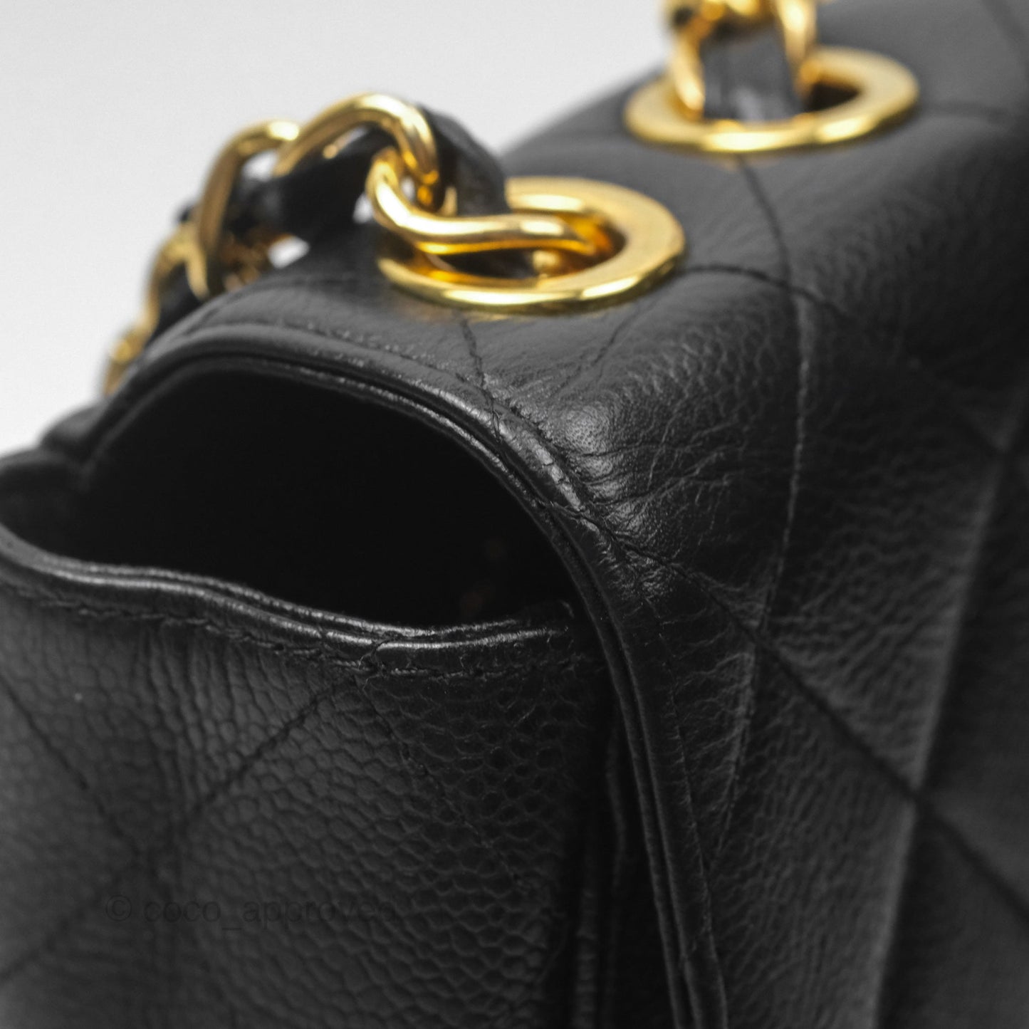 Chanel Vintage Jumbo Single Flap Black Caviar 24K Gold Hardware