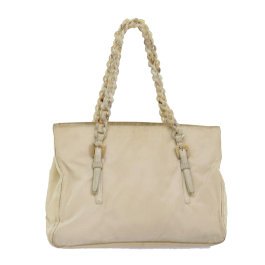 Luxury PradaChain Shoulder Bag Nylon Beige 74972