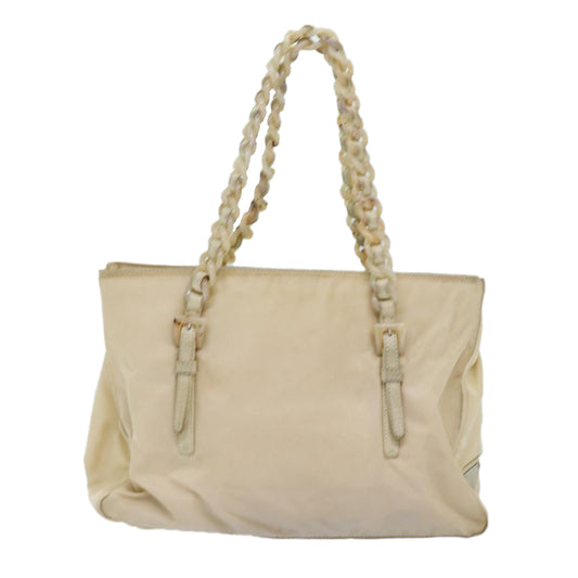 Luxury PradaChain Shoulder Bag Nylon Beige 74972