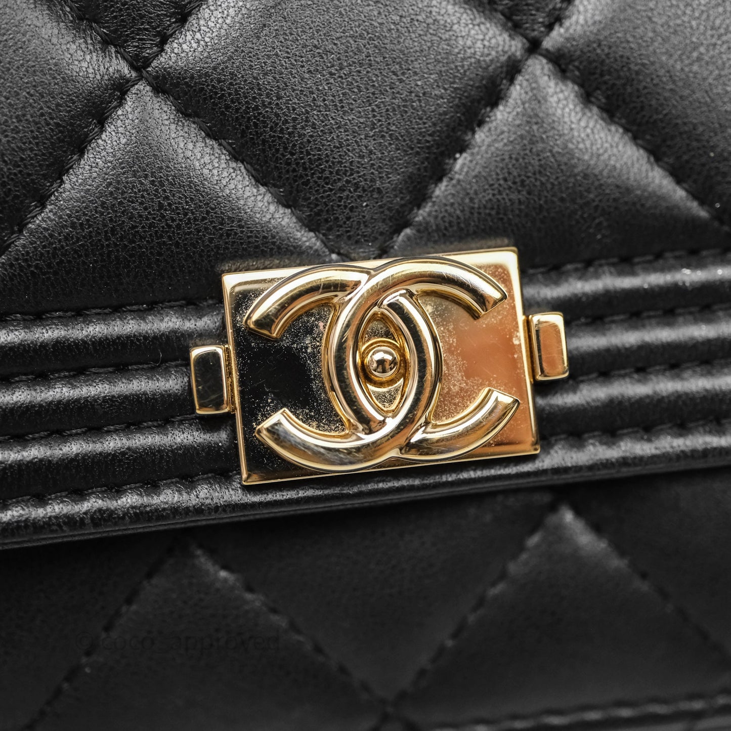 Chanel Black Quilted Lambskin Boy Wallet on Chain Gold Hardware
