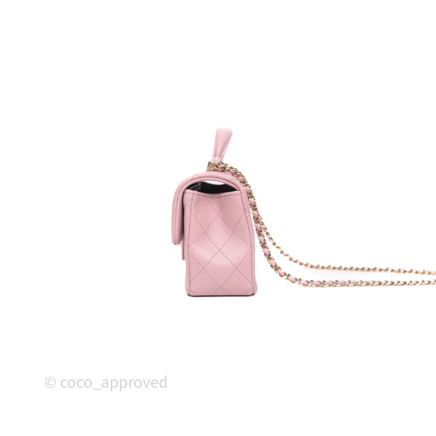 Chanel Top Handle Mini Rectangular Flap Lilac Pink Lambskin Gold Hardware