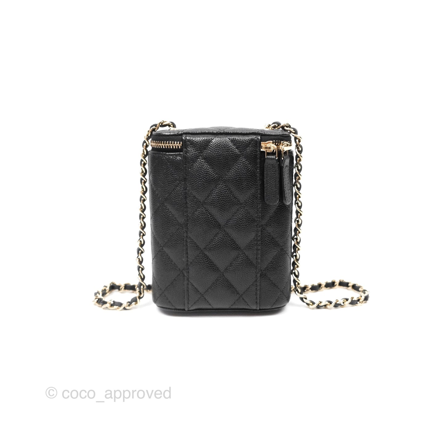 Chanel Classic Mini Vanity With Chain Black Caviar Gold Hardware