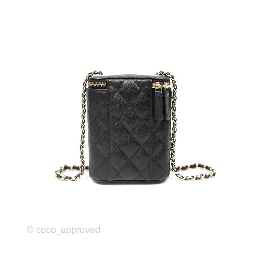 Chanel Classic Mini Vanity With Chain Black Caviar Gold Hardware
