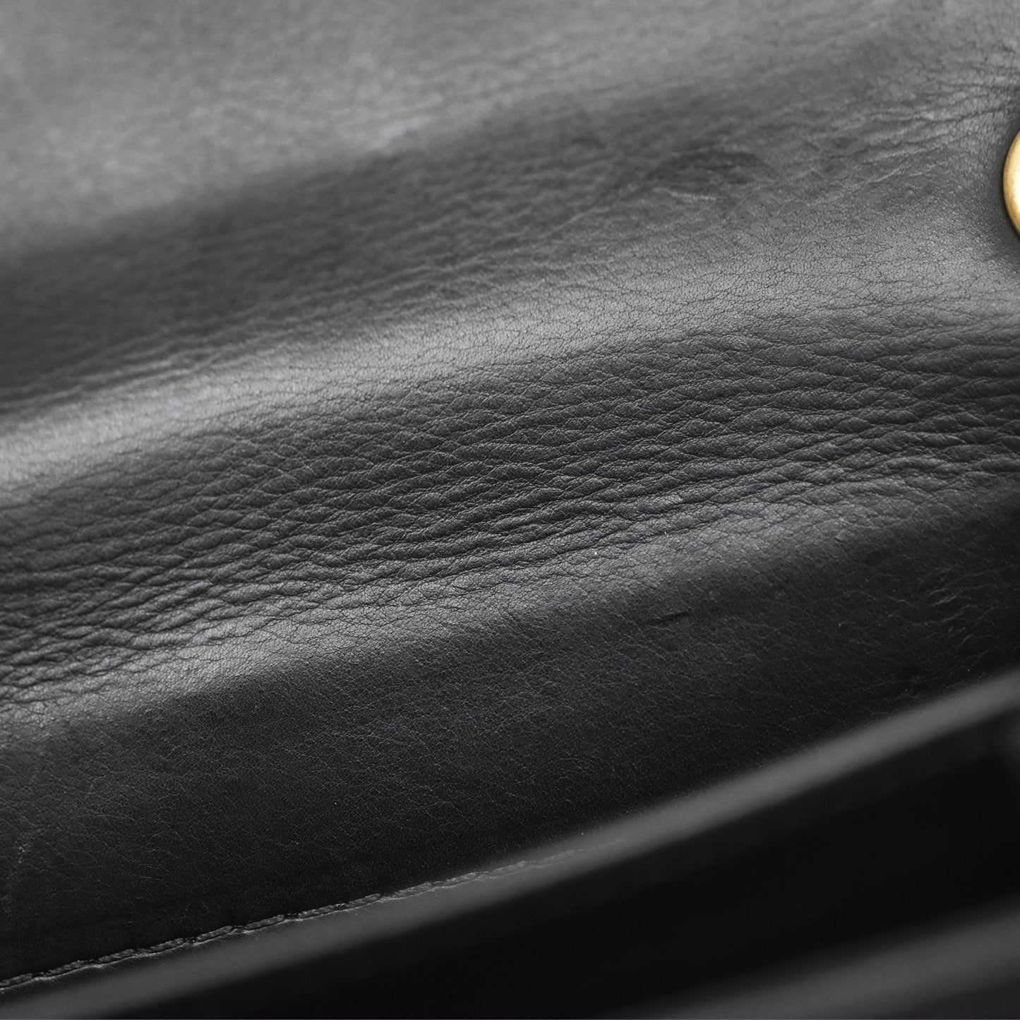 Chanel Quilted Side Chain Flap Bag Black Calfskin Aged Gold Hardware