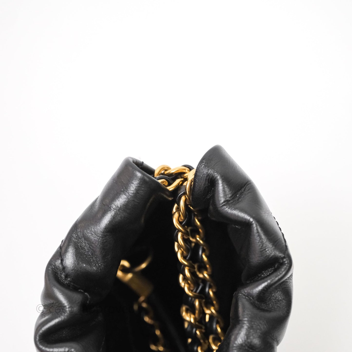 Chanel 22 Mini Bag Black Crumpled Calfskin Aged Gold Hardware