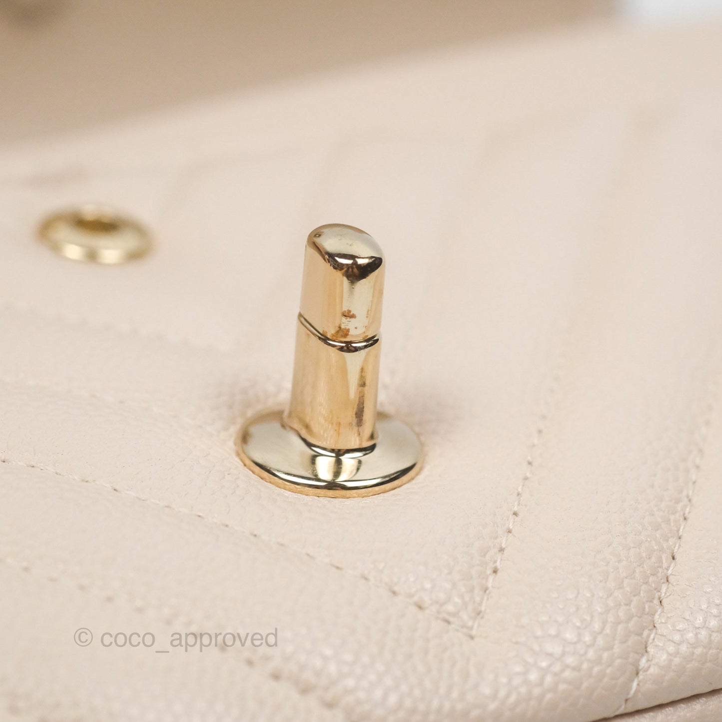 Chanel Classic M/L Medium Double Flap Chevron Light Beige Caviar Gold Hardware 20B