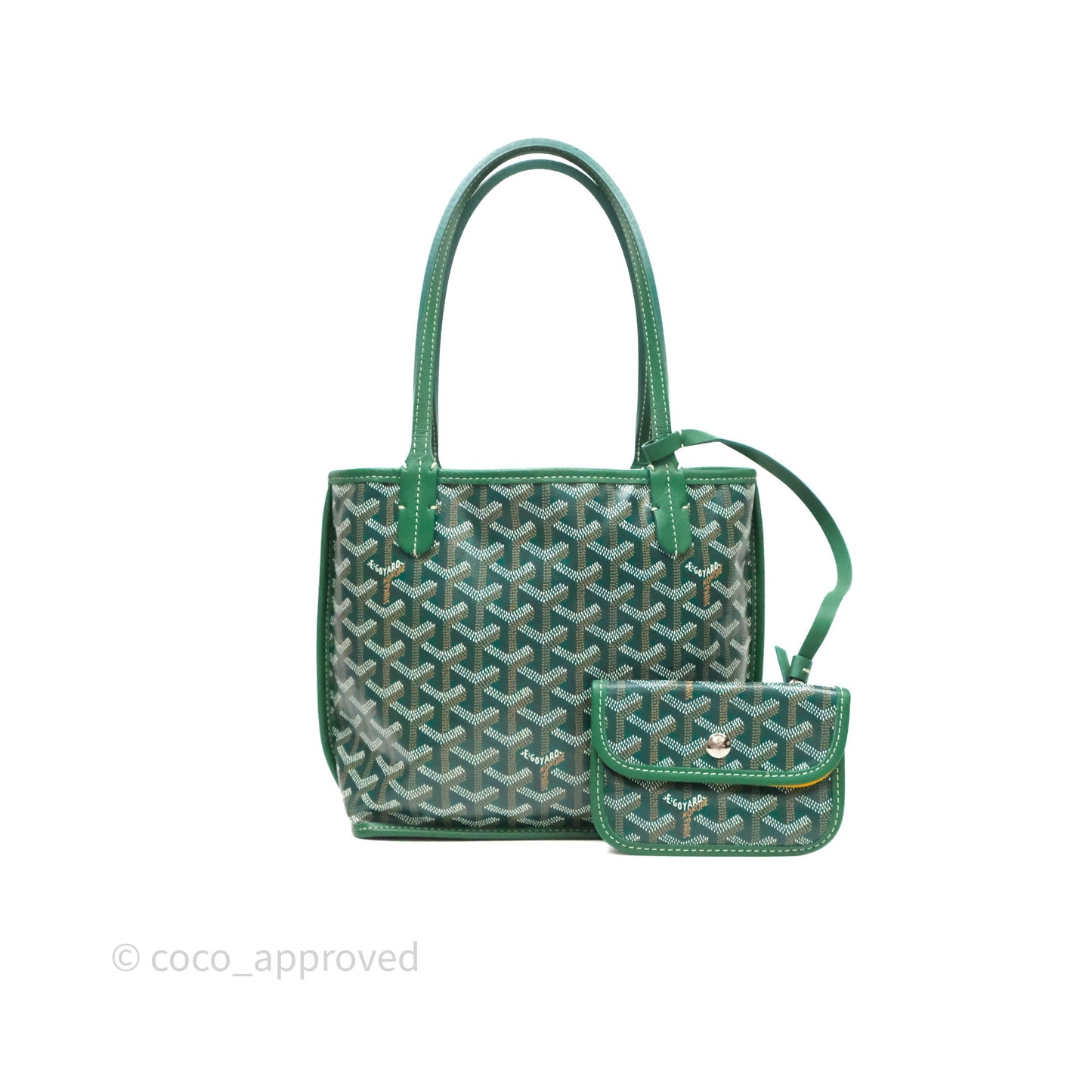 Goyard Anjou Mini Tote Bag Green Goyardine Canvas