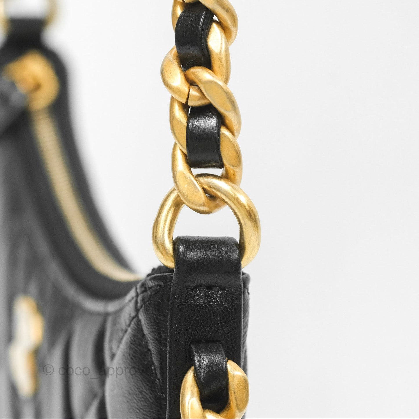 Chanel Chain Around Hobo Bag Black Lambskin Aged Gold Hardware 23B